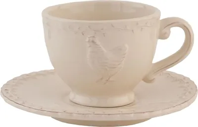 Immagine prodotto di Tazza e piattino Clayre & Eef 200 ml in Vetroceramica beige Pollo