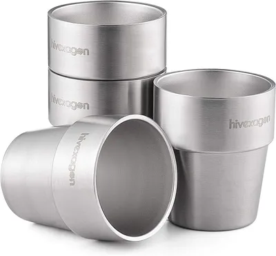 Image de Gobelets en acier inoxydable à double paroi, capacité de 300 ml, lot de 4, pour les boissons froides