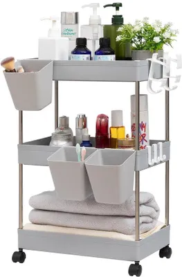 Zdjęcie produktu dla 3-częściowa walizka do przechowywania z tworzywa sztucznego i stali nierdzewnej – wielofunkcyjna – 1 sztuka – 39 cm x 21,5 cm x 61 cm