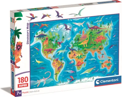 Image de Clementoni Puzzle Super Color Dinosaur Map, 180pcs.