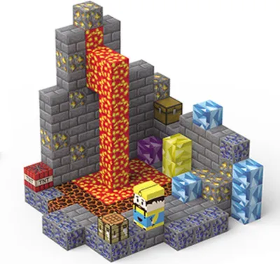 Image de Blocs magnétiques 143 pièces - Décor complet - 8 aimants - Volcan