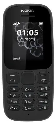 Produktbild von Nokia 105, Balken, Single SIM, 4,57 cm (1.8 Zoll), 120 x 160 Pixel, 800 mAh, Schwarz