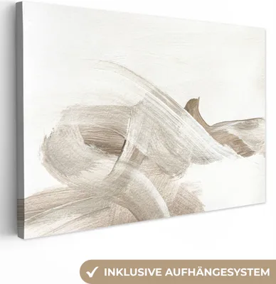 Produktbild von Wandbilder wohnzimmer 120x80 cm - Abstrakt und Modern - Beige - Farbe, Leinwand Bilder, Wanddeko, Gemälde