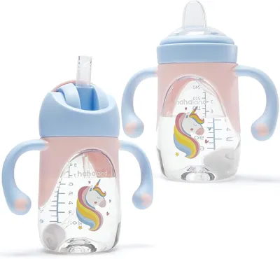 Productafbeelding van Sippy Cup 1 stuk, 2-in-1 spout en rietje, eenhoorn, antilek drinkbeker, voor baby