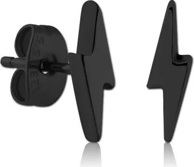 Produktbild von viva-adorno Paar Ohrstecker Blitz Edelstahl Ohrringe Flash Blitze Damen Herren Ohr Stecker Z591 schwarz
