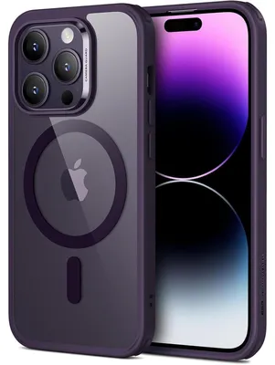 Productafbeelding van Telefoonschaal voor iPhone 14 Pro Max, compatibel met MagSafe, hybride ontwerp, valbescherming, transparante paarse kleur