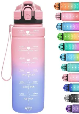 Productafbeelding van Sports Water Bottle met Tijdmarkering - BPA-vrij en Lekvrij voor Kinderen