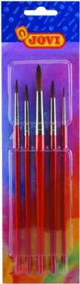 Zdjęcie produktu dla Zestaw szczotek z włosia końskiego nr 0/4/6/8/12 PU=5 sztuk w opakowaniu typu blister