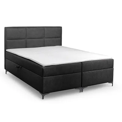 Produktbild von BETTSO Boxspringbett mit 2x Bettkasten Gepolstert Doppelbett mit Matratze und Topper Polsterbett für das Schlafzimmer VADUZ 120x200cm Schwarz