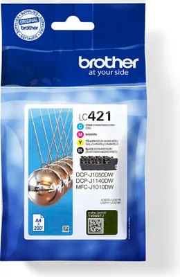 Obrázok produktu pre Brother LC-421VAL PagePack 4 ks Originálne balenie so štandardnou výťažnosťou čierna, azúrová, purpurová, žltá