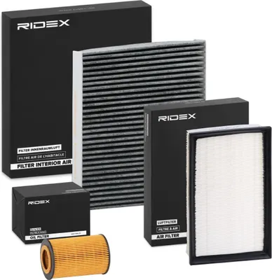 Produktbild von RIDEX Filterset Inspektionspaket Filtersatz für VW Golf VII Schrägheck (5G1, BQ1, BE1, BE2) Golf IV Schrägheck (1J1) Golf V Schrägheck (1K1) TIGUAN