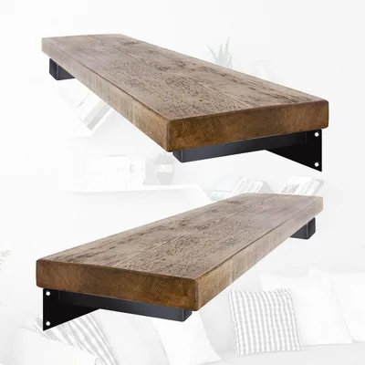 Image de Support mural pour charges lourdes - support d'étagère flottant pour console murale - acier inoxydable - capacité de charge 30 kg - 20 cm