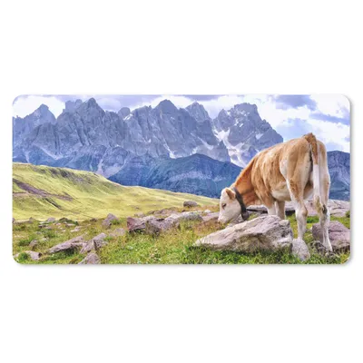 Produktbild von MuchoWow® Schreibtischunterlage Alpen - Kuh - Berg 80x40 cm - XXL Mauspad - Gaming Mauspad