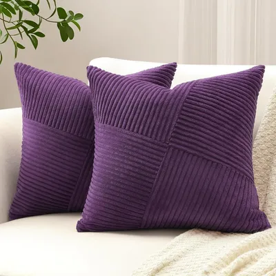 Produktbild von Cord Kissenbezüge 2er Set Windmühlenstreifen Violett 50x50cm