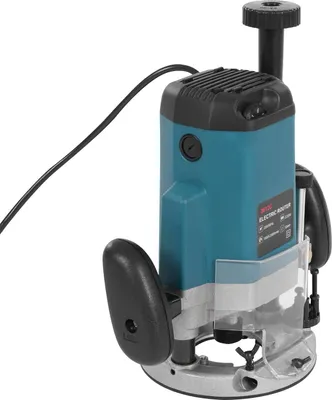 Obrázek produktu pro Horní frézka na dřevo – frézka na hrany – 2200 W – 6stupňová regulace otáček – upínací kleštiny 6,35/9,52/12,7 mm – 15 fréz v balení – kartáčový měděný motor – kabelové připojení – modrá barva