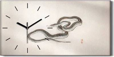 Produktbild von Küche Wohnzimmer Wand Leinwand Uhr 60x30 Gemälde Asiatisch Tier Schlangen Kunst - schwarze Hände