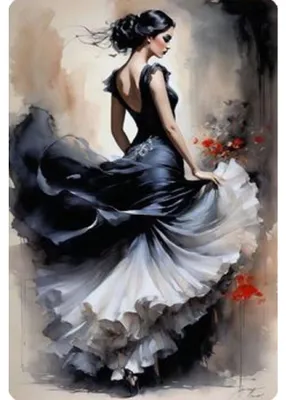Produktbild von Diamantmosaik, Frau in Kleid, Schwarz, 30x40 cm, kreative Diamanten