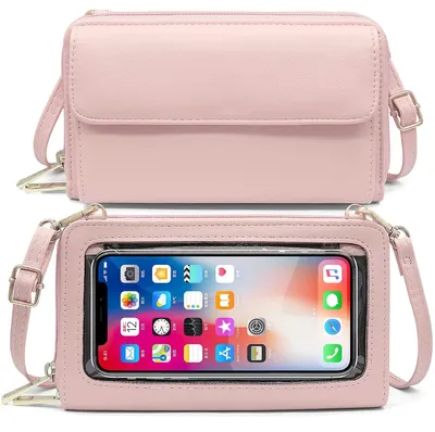 Produktbild von HNOOM Handytasche zum Umhängen Damen, Geldbörse mit Handyfach (Rosa)