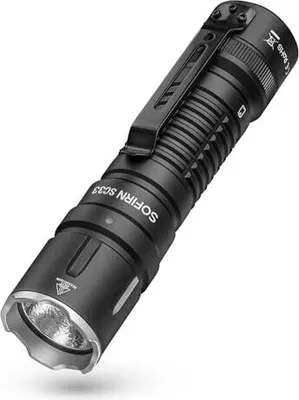 Image de Sofirn SC33 Torche LED 5200 lumens Super Lumineux Rechargeable EDC Portable Type C Queue E-Switch Extérieur Recherche Randonnée Urgence