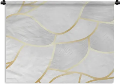 Produktbild von MuchoWow® Wandteppich Wandbehang Abstraktes Muster mit goldenen Linien 60x45 cm Tapisserie Dekoration Wandtuch - Das Schlafzimmer