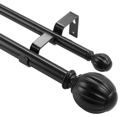 Image de VEVOR Tringles à rideaux Passage intérieur 2 voies, 92-183 cm Tringles à rideaux Réglables avec tête sphérique arrondie & supports - Fenêtres décoratives pour salon chambre fenêtre / Noir