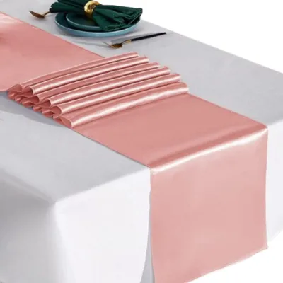 Satijnen Tafelloper, 30,5 x 274,3 cm, Roségold, 1 Stück