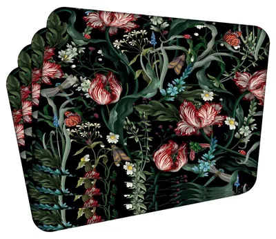 Produktbild von MG Design Set aus 4 Kork-Platzsets - Flowers 5 - 30 x 40 cm - hitzebeständig & abwischbar, mit Korkrückseite