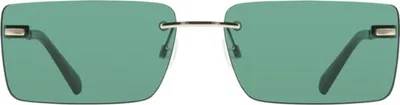 Produktbild von Stilvolle Damensonnenbrille: Grünes Metallgestell mit rechteckigen Gläsern