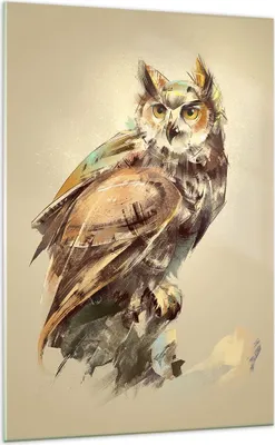 Produktbild von Bilder auf glas - Einteilig - Eule Vogel Natur - 70x100cm - Glasbilder - Wandbilder - Bilder - zum Aufhängen bereit - Wanddekoration aus Glas - Glas Bilder - Wandbild auf Glas - GPA70x100-3856