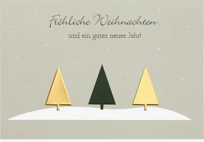 Produktbild von Weihnachten unverpackte Weihnachtskarten mit Briefumschlag Tannenbaum mit Goldfolie