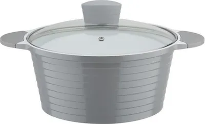 Produktbild von Aluminium Kochtopf, GSW Bolero, 28 cm, Induktion, PFAS-freie Vitafon Beschichtung, Grau/Weiß