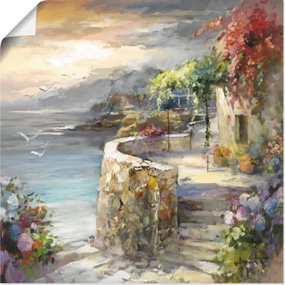 Produktbild von ARTland Poster Möwen und Sonnenuntergang Größe: 40x40 cm