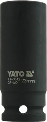 Obrázek produktu pro Yato YT-1042, Rázová hlavice, Černá, 1/2", Metrický, 22 mm, Chrom molybden
