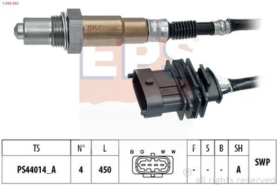 Image de EPS 1.998.362 : Sonde lambda pour Opel Corsa D, version 5 portes, montée avant le catalyseur, longueur 450 mm