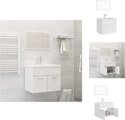 Produktbild von vidaXL Badmöbel-Set Weiß Holzwerkstoff - Badezimmermöbel-Sets