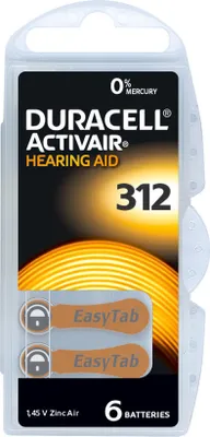 Produktbild von Duracell Hörgeraetebatterie ZA 312 6 St. - Batterie - Batterie - 1,45 V