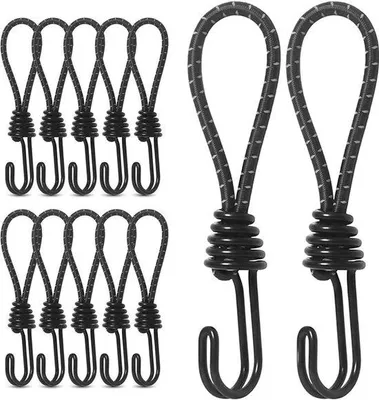 Produktbild von Gummi-Spannbänder 12 Stück 20 cm schwarz für Zelte und Camping