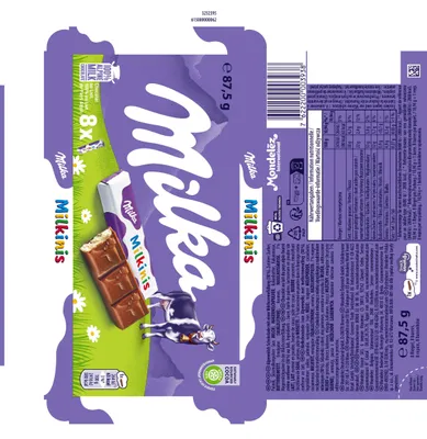 Zdjęcie produktu dla Milka Milkinis, Czekolada mleczna, 88 g, 2415 kJ, 580 kcal, 38 g, 22 g