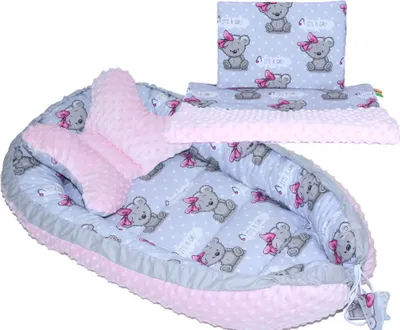 Produktbild von Baby MINKY Nestchen Kokon Kuschelnest Reisebett 2-seitig Kissen Decke Schmetterling Kissen - 4T- 12