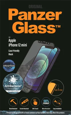 Produktbild von PanzerGlass CF AntiBlueLight Screenprotector für das iPhone 12 Mini - Schwarz