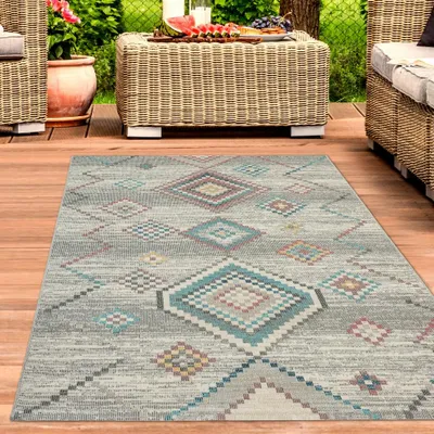 Zdjęcie produktu dla Dywan do salonu w stylu vintage | wewnątrz i na zewnątrz | zielony rozmiar - 120 x 170 cm