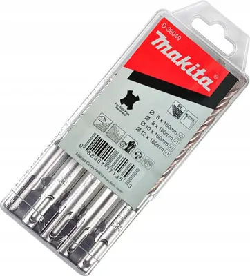 Immagine prodotto di Makita D-36049 Set di punte per trapano per muratura 5 pezzi SDS-Plus 6 8 10 12 x 160 mm punta per trapano a percussione