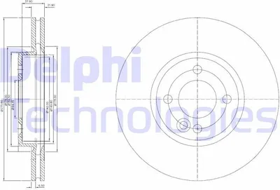 Produktbild von 2x DELPHI Bremsscheibe BG3661C für MINI Schrägheck (R50 R53) Cabrio (R52) 44mm