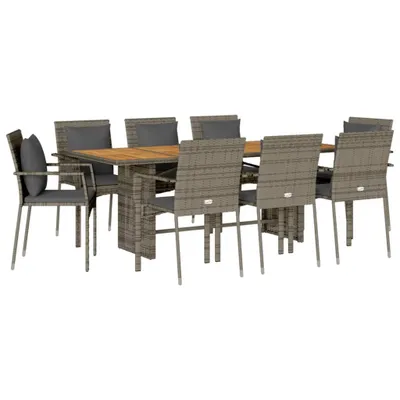 Obrázok produktu pre vidaXL 7-dielna záhradná jedálenská súprava s vankúšmi Grey Poly Rattan
