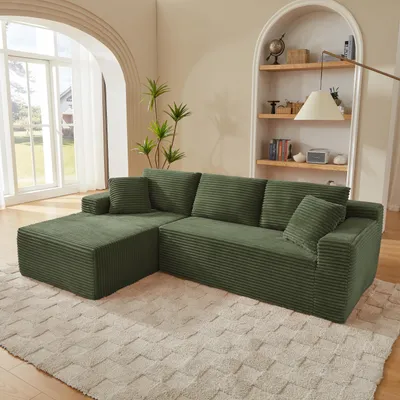 Produktbild von STILVORA Modulares Sofa L-Form 3-Sitzer mit Memory-Schaum, Ecksofa mit übergroßer Chaiselongue, 3-Sitzer Sofa Cloud Couch für Wohnzimmer