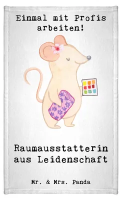 Produktbild von Mr. & Mrs. Panda Handtuch Raumausstatterin Leidenschaft - Weiß - Geschenk, Kleines, Gästetuch, Motiv, Gäste-WC, Klein