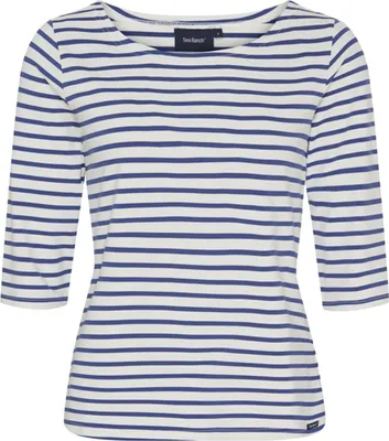 Produktbild von Sea Ranch Damen 3/4-Arm-Shirt Marina mit Streifen und U-Boot-Ausschnitt - Gestreiftes Sommershirt mit UV-Schutz in White-Monaco-Blue Größe 3XL