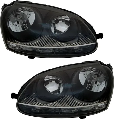 Produktbild von TYC Scheinwerfer Set für VW Golf 5 03-09 + GTI + Jetta in Schwarz H7 Halogen Set