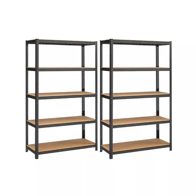 Productafbeelding van Binnen- en buitenopslagrek Fidel - 60 x 120 x 200 cm - Set van 2 - Opslagrek - Metaal - Draagvermogen: 875 kg - 5 verstelbare planken