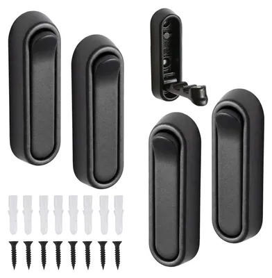Produktbild von 4-teiliges Set klappbarer Kleiderhaken – Zinklegierung, Tragkraft 5 kg, klappbare Wandhaken (Schrauben inklusive), klappbare Wandhaken für Kleidung, Handtücher und Taschen in Bad und Wohnzimmer. (Schwarz)